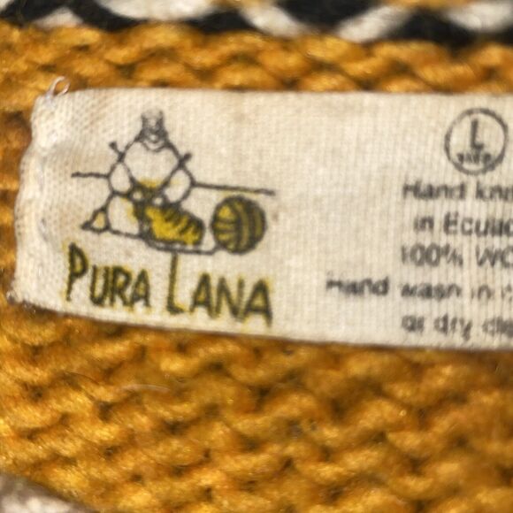 Vintage Pura Lana Tribal Colorblock Ecuador 100% Wool Western Aztec Indian Rare - Picture 9 of 10